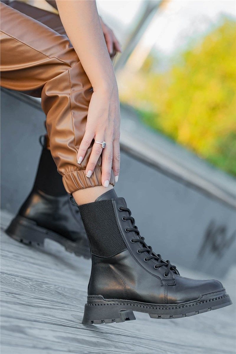 Women's Lace Up Boots - Black #358754